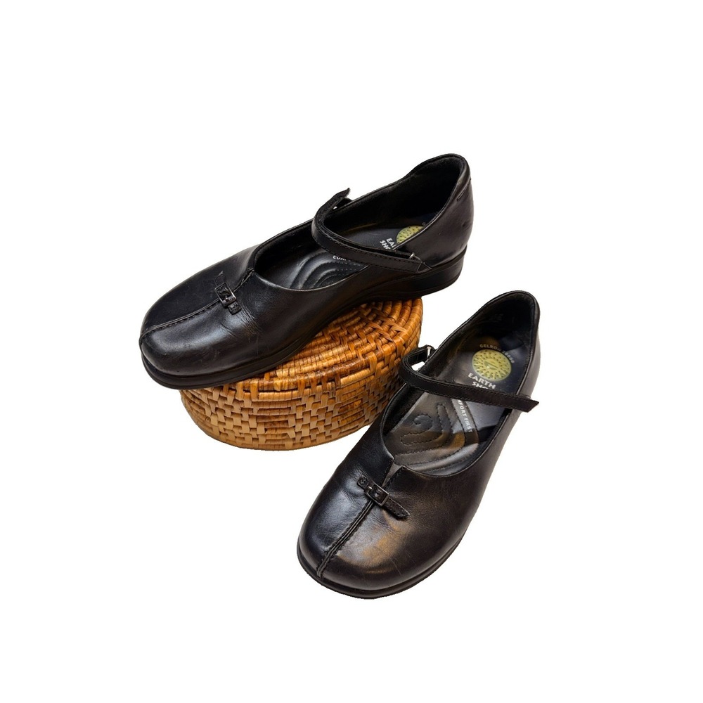 Vintage Y2K Earth Spirit Gelron 2000 Women's Black Slip-On Shoes Size 6-1/2 Nice